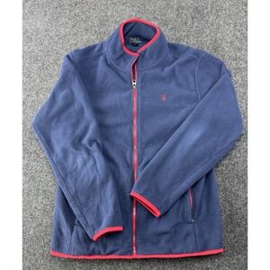 VTG Polo Ralph Lauren Fleece Jacket Navy Red Trim Kids XL 18-20 Zip Up